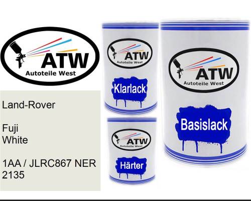 Land-Rover, Fuji White, 1AA / JLRC867 NER 2135: 500ml Lackdose + 500ml Klarlack + 250ml Härter - Set, von ATW Autoteile West.